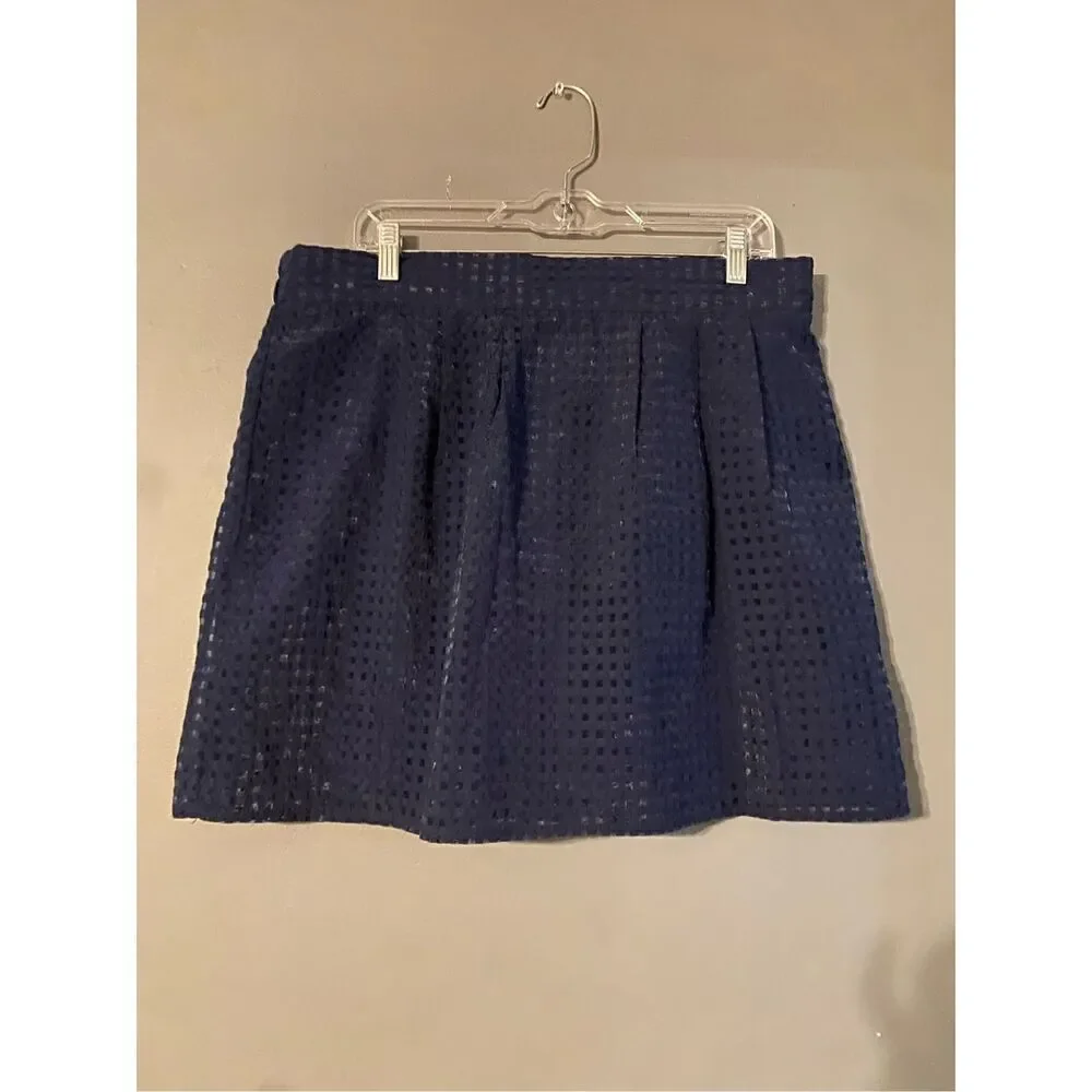 I.N San Francisco Navy Pull On Skater Lined Skirt Textured Size XL
